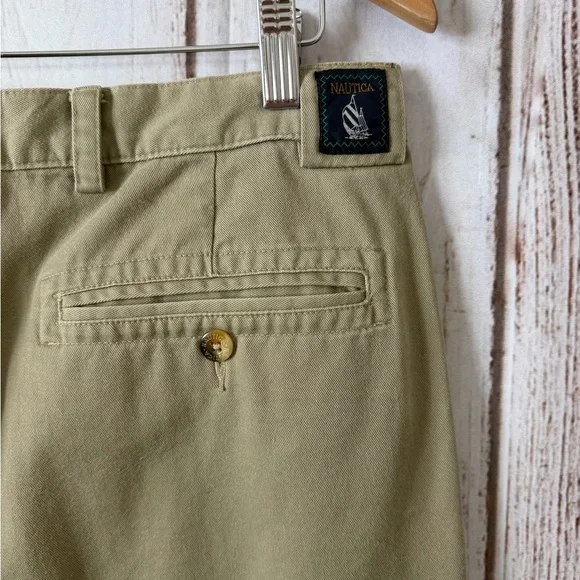 Vintage Nautica Men's Size 32 Pleated Front Chino Pants Khaki 100% Cotton - Picture 4 of 6